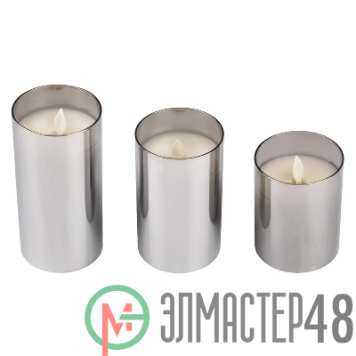 Свеча декоративная CL7-SET3-sr (компл. 3-х свечей серебр.) ФАZА 4895205018792