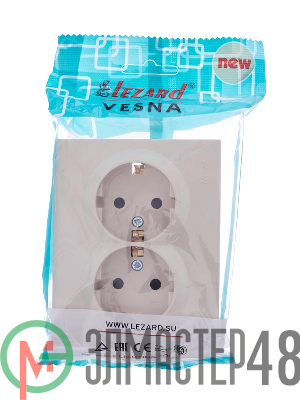 Розетка 2-м СП VESNA с заземл. со шторками ПБТ кремов. LEZARD 742-0300-178B
