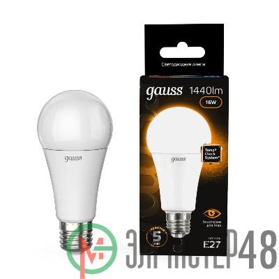 Лампа светодиодная Black A60 16Вт E27 3000К Gauss 102502116