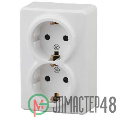 Розетка ОП 11-2205-01 2х2P+E Schuko 16АХ-250В Эксперт бел. ЭРА Б0020691
