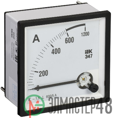 Амперметр Э47 72х72мм 600/5А кл. точн. 1.5 ИЭК IPA10-6-0600-E