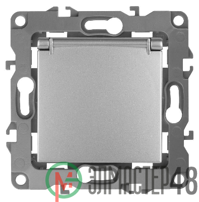 Механизм розетки 1-м СП Эра12 12-2103-03 16А IP20 16AX 250В 2P+E Schuko защ. шторки с крышкой алюм. Эра Б0014695
