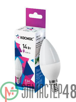Лампа светодиодная 14Вт Свеча E14 6500К 174-265В КОСМОС LkecLED14wCNE1465