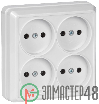 Розетка 4-м ОП Октава 10А IP20 без заземл. бел. ИЭК ERO40-K01-10-DC