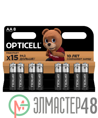 Элемент питания алкалиновый AA/LR6 (блист. 8шт) Basic Opticell 5051008