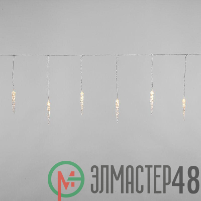 Гирлянда "Айсикл" (бахрома) "Сосульки" 1.5х0.25м LED тепл. бел. провод прозр. Neon-Night 303-067