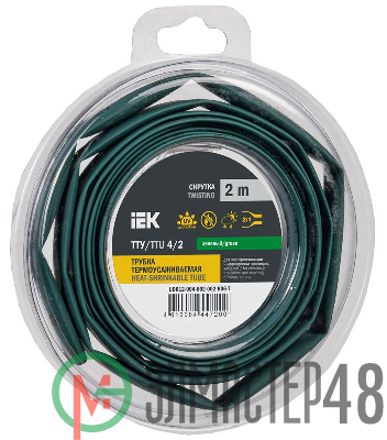Трубка термоусадочная ТТУ нг-LS 4/2 зел. (уп.2м) IEK UDR12-004-002-002-K06-T