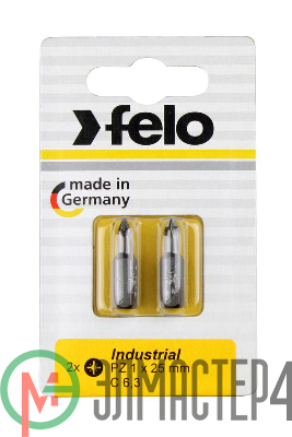 Бита крестовая PZ 2х25 серия Industrial (уп.2шт) в блистере Felo 02102036