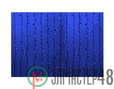 Гирлянда Дождь "ПЛЕЙ-ЛАЙТ" 2х1.5м 360LED 22Вт IP44 230В син.; фиксинг темн. зел. NEON-NIGHT 235-123