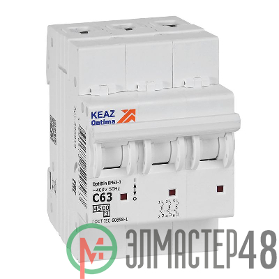 Выключатель автоматический модульный OptiDin BM63-3C63-4.5-УХЛ3 КЭАЗ 326818