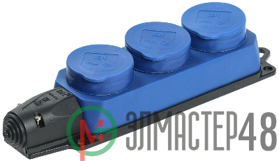 Розетка 3-м ОМЕГА РБ33-1-0м IP44 каучук син. ИЭК PKR61-016-2-K07