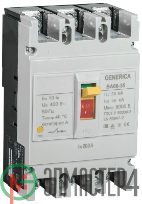 Выключатель автоматический 3п 200А 25кА ВА66-35 GENERICA IEK SAV30-3-0200-G