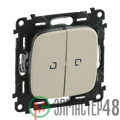 Механизм переключателя 2-кл. СП Valena Allure 10АХ IP20 250В с подсветкой с лиц. панелью сл. кость Leg 752809