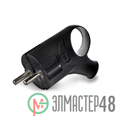 Вилка электрич. с заземл. угл. с ушком черн. 16А 250В (еврослот) UNIVersal А0112