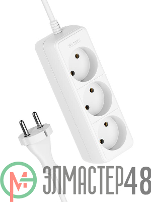 Удлинитель 3х3м без заземл. 16А IP20 ПВС 2х1 Космос YKsm3m-3g(K)