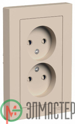Розетка 2-м. AtlasDesign 16А без заземл. со шторками в сборе песочн. SE ATN001222