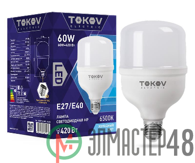 Лампа светодиодная 60Вт HP 6500К Е40/Е27 176-264В TOKOV ELECTRIC TKE-HP-E40/E27-60-6.5K