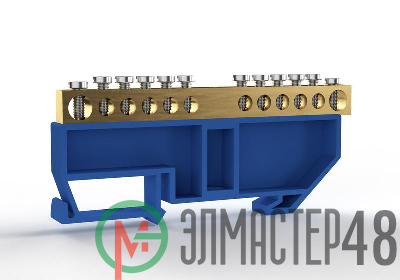 Шина нулевая на DIN-изоляторе 6х9мм 12 отвер. латунь TOKOV ELECTRIC TKE-BCB-69-12-DIN/N