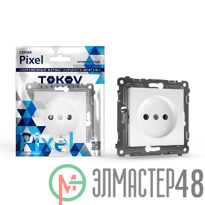 Розетка 1-м СП Pixel 16А IP20 без заземл. защ. шторки механизм бел. TOKOV ELECTRIC TKE-PX-R1SF-C01