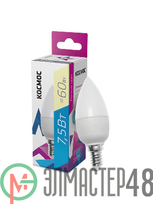 Лампа светодиодная CN 7.5Вт 220В E14 3000К Космос LkecLED7.5wCNE1430
