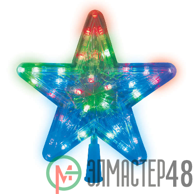 Украшение светодиодное для елки ULD-H2222-030/DTA MULTI STAR-1 "Звезда-1" 22см 30 светодиодов разноцвет. провод прозр. Uniel UL-00005492