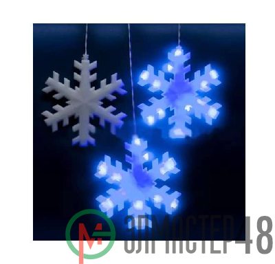 Гирлянда занавес светодиодная "Снежинки" ULD-E2703-120/DTA BLUE IP20 SNOWFLAKES син. с контроллером 120LED 2.7х0.3м Uniel 11128