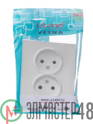 Розетка 2-м СП VESNA без заземл. ПБТ бел. LEZARD 742-0200-128B
