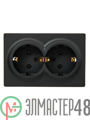 Розетка 2-мест. с заземл. LETO закрытый корпус ПБТ черн. бархат LEZARD 752-4200-127B