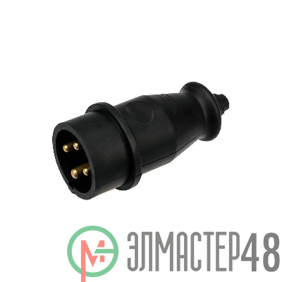 Вилка переноснаявлагозащ. 3P+PE 32А IP44 каучук черн. Rexant 111-006