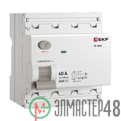 Выключатель дифференциального тока 4п 40А 300мА тип AC 6кА ВД-100N электромех. PROxima EKF E1046M40300