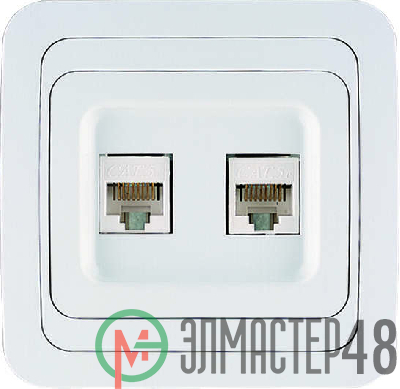 Розетка компьютерная 2-м СП Mimoza 16А IP20 CAT.5 бел. Makel 12036