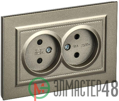 Розетка 2-м СП BRITE РСш12-2-БрШ 10А в сборе без заземл. защ. шторки шампань IEK BR-R23-10-K37-F