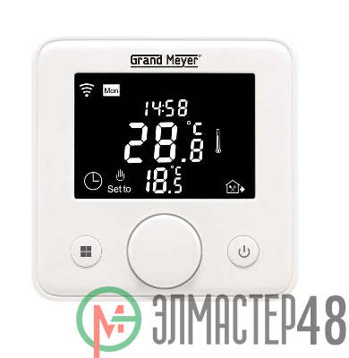 Термостат прогр. W330 с функцией Wi-Fi (Android/iOS) датчик пола; датчик воздуха 3.6кВт 16А бел. Grand Meyer W330
