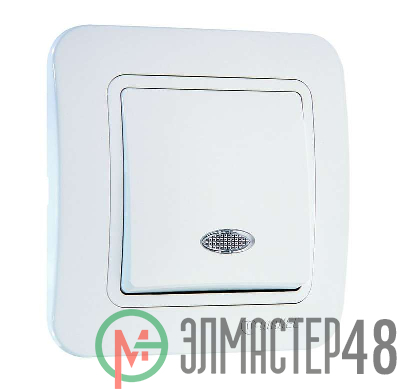 Выключатель 1-кл. СП Lillium 10А IP20 с подсветкой бел./бел. Makel 70021