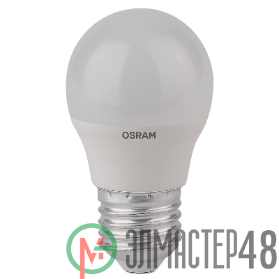 Лампа светодиодная LED STAR CLASSIC P 40 5W/830 5Вт шар 3000К тепл. бел. E27 470лм 220-240В матов. пласт. OSRAM 4052899971646