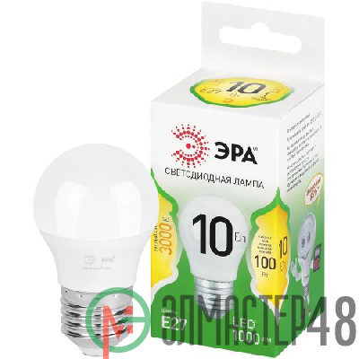 Лампа светодиодная GREEN LINE P45-10W-830-E27 GL 10Вт шар 3000К свет тепл. E27 Эра Б0066977