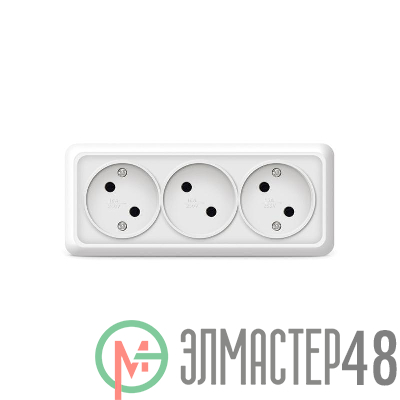 Розетка 3-м ОП Олимп без заземл. бел. UNIVersal 1160