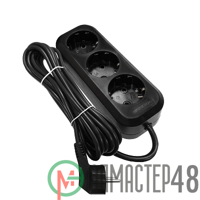 Удлинитель 3х3м с заземл. 10А IP20 У10-554 ПВС 3х0.75 черн. UNIVersal 1982