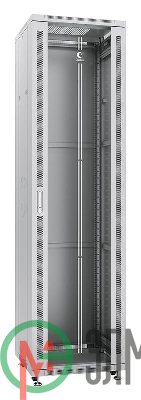 Шкаф монтажный телекоммуникационный напольный SH-05C-47U60/80 19дюйм для распред. и серверн. оборудования 47U 600х800х2277мм передн. стеклян. и задн. сплошн. метал. двери ручка с замком сер. (RAL 7035) Cabeus 7863c