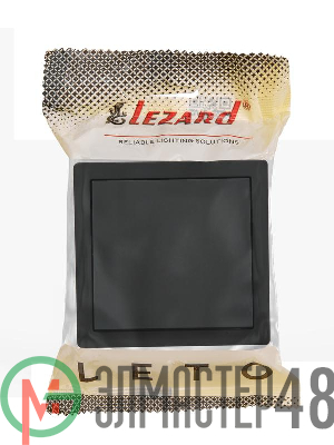 Выключатель 1-клав. LETO черн. бархат LEZARD 752-4200-100
