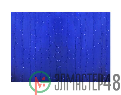 Гирлянда Дождь"ПЛЕЙ-ЛАЙТ" 2х3м 760LED 45Вт 230В IP44 син.; фиксинг силикон. провод NEON-NIGHT 235-153
