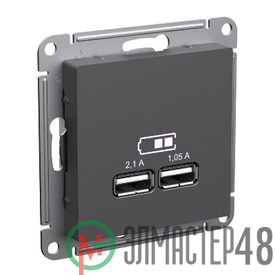 Розетка USB AtlasDesign тип A+A 5В/2.1А 2х5В/1.05А механизм базальт SE ATN001433