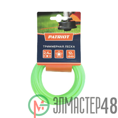 Леска D2.4мм L12м 240-12-3 картонный подвес звезда зел. PATRIOT 805205122