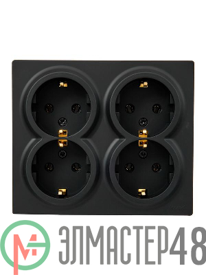 Розетка 4-мест. с заземл. LETO закрытый корпус ПБТ черн. бархат LEZARD 752-4200-127BDP