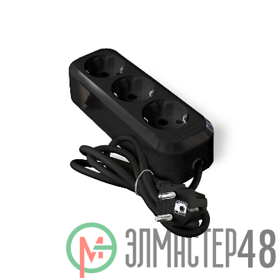 Удлинитель 3х3м с заземл. 16А IP20 Е-303 ПВС 3х1 АБС-пластик черн. UNIVersal 2181