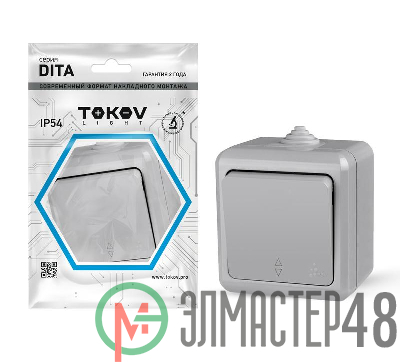 Переключатель 1-кл. ОП Dita IP54 10А 250В сер. TOKOV LIGHT TKL-DT-P1-C06-IP54