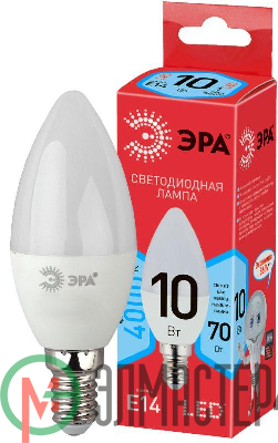 Лампа светодиодная ECO LED B35-10W-840-E14 (диод свеча 10Вт нейтр. E14) ЭРА Б0032963