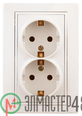 Розетка СП Plano 2х2P+E Schuko 1-205-02 16А-250В IP20 сл. кость Intro Б0027616