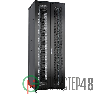Шкаф монтажный телекоммуникационный напольн. ND-05C-42U80/120-BK 19дюйм 42U 800х1200х2055мм для распределит. и серверн. оборудования; передн. и задн. двойн. перфорир. двери ручки с замком RAL 9004 черн. Cabeus 9752c