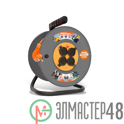 Удлинитель на катушке 4х50м с заземл. 16А IP44 ВЕМ-250 термо ПВС 3х2.5 UNIVersal 9634209